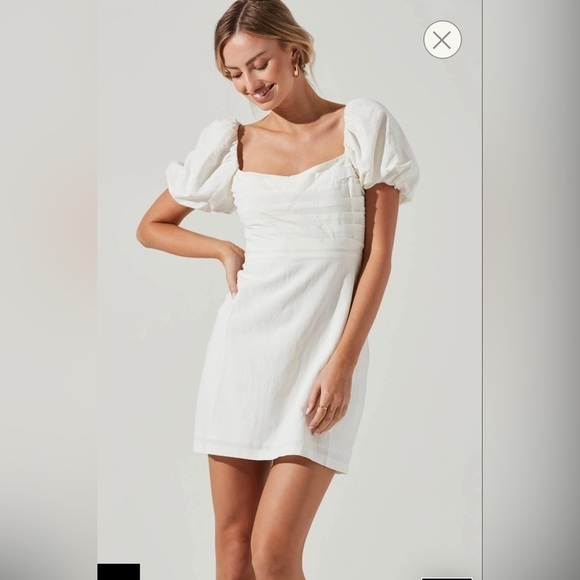 NEW Astr the label dusty Pink linen PLEAT FRONT MINI DRESS - Picture 4 of 5